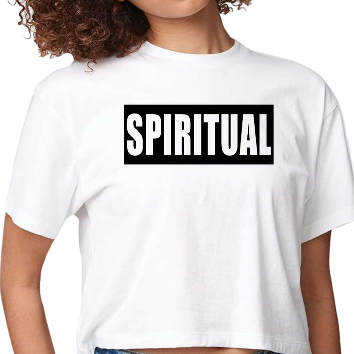 Womens Cropped Graphic T-shirt Spiritual Black Colorblock - Womens | T-Shirts