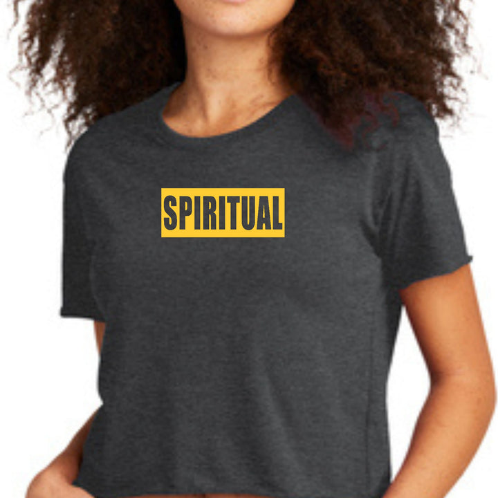 Womens Cropped Graphic T-shirt - Spiritual Yellow Gold Colorblock - Womens