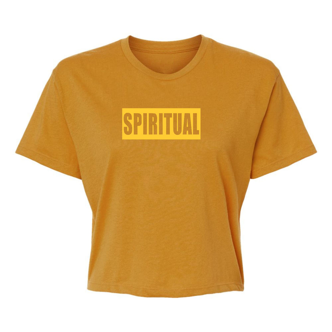 Womens Cropped Graphic T-shirt - Spiritual Yellow Gold Colorblock - Womens