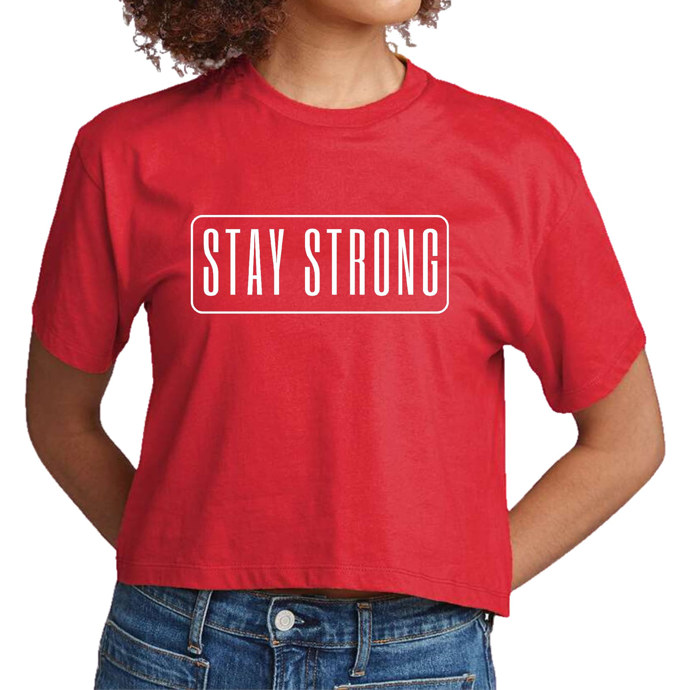 Womens Cropped Graphic T-shirt Stay Strong Print - Womens | T-Shirts | Cropped