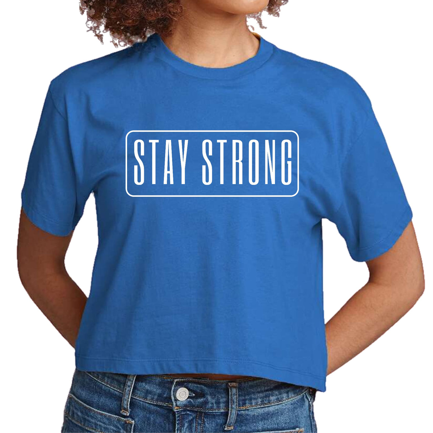 Womens Cropped Graphic T-shirt Stay Strong Print - Womens | T-Shirts | Cropped
