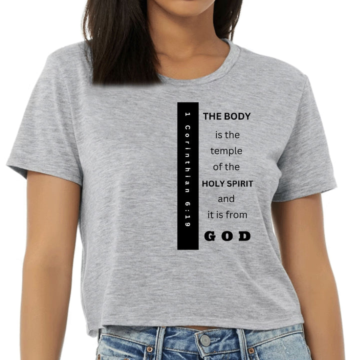 Womens Cropped Graphic T-shirt the Body is the Temple Print - Womens | T-Shirts