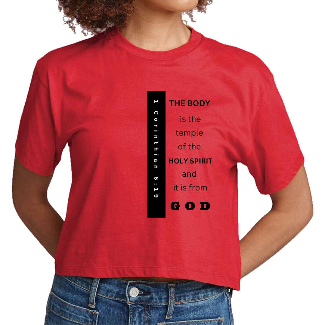 Womens Cropped Graphic T-shirt the Body is the Temple Print - Womens | T-Shirts