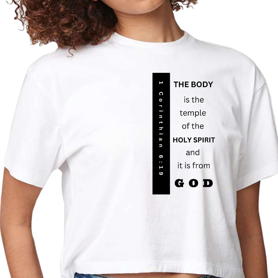 Womens Cropped Graphic T-shirt the Body is the Temple Print - Womens | T-Shirts