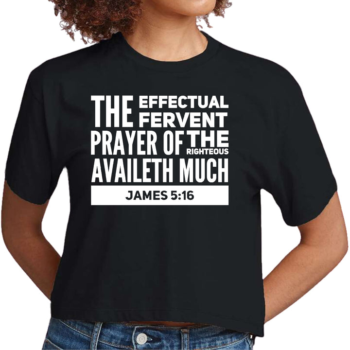 Womens Cropped Graphic T-shirt the Effectual Fervent Prayer - James - Womens