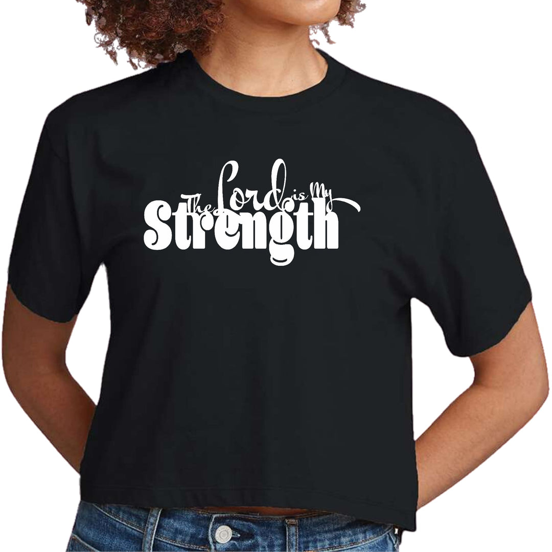 Womens Cropped Graphic T-shirt the Lord is my Strength Print - Womens