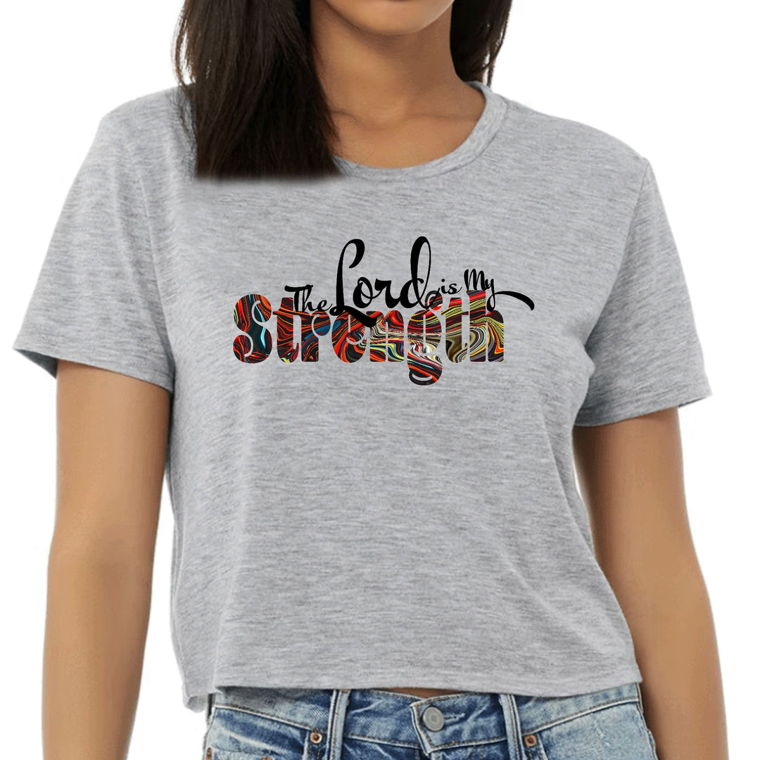 Womens Cropped Graphic T-shirt the Lord is my Strength Print - Womens