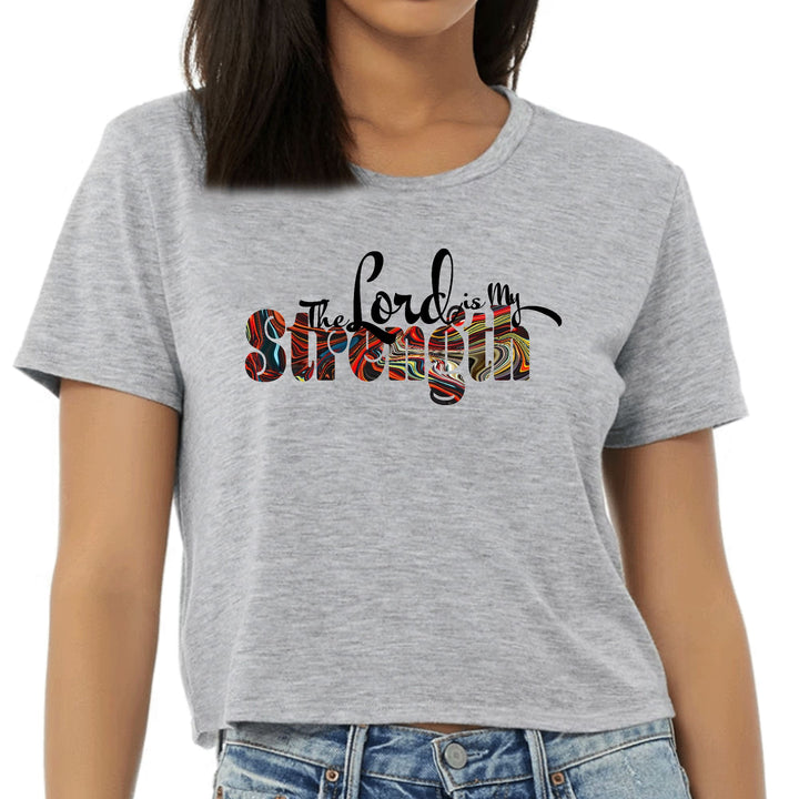 Womens Cropped Graphic T-shirt the Lord is my Strength Print - Womens