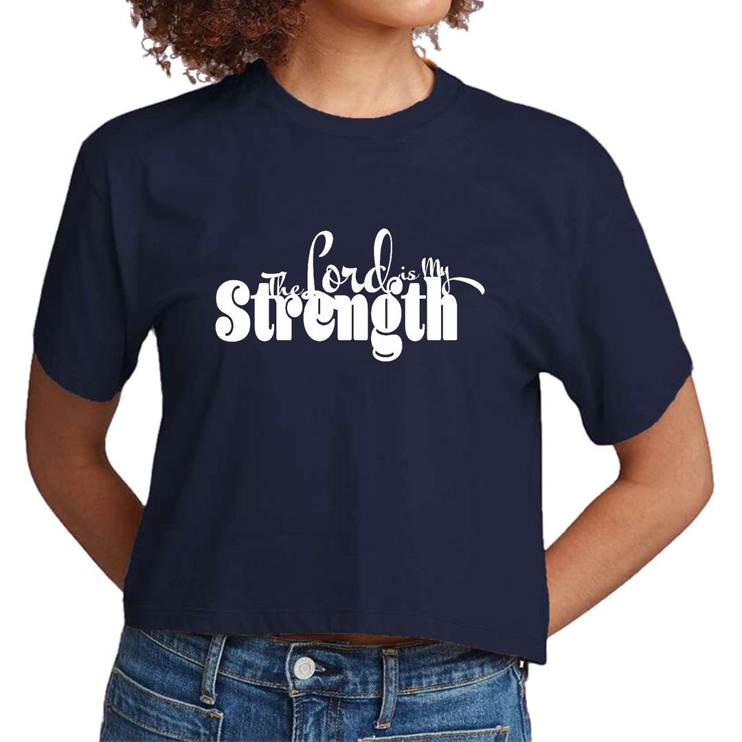 Womens Cropped Graphic T-shirt the Lord is my Strength Print - Womens