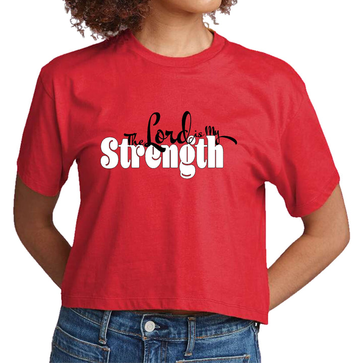 Womens Cropped Graphic T-shirt - the Lord is my Strength Print - Womens