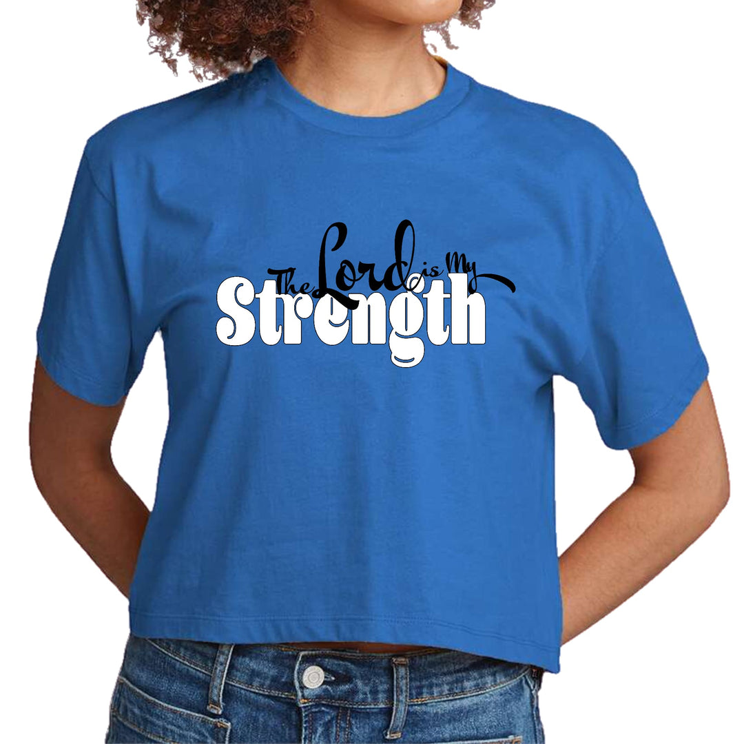 Womens Cropped Graphic T-shirt - the Lord is my Strength Print - Womens