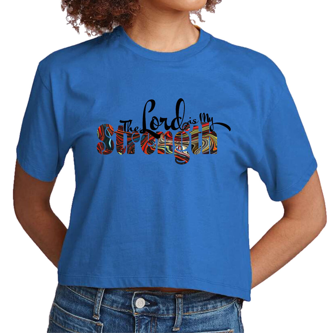 Womens Cropped Graphic T-shirt the Lord is my Strength Print - Womens