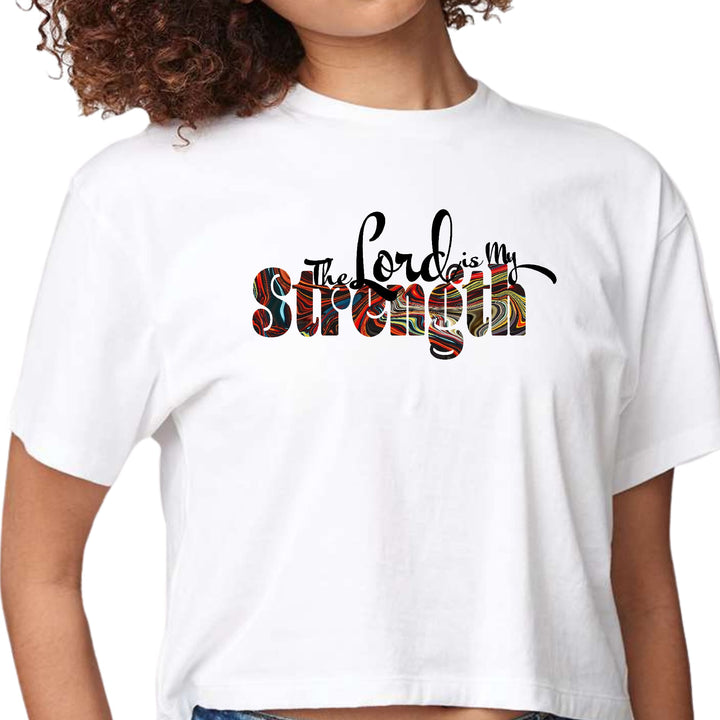 Womens Cropped Graphic T-shirt the Lord is my Strength Print - Womens