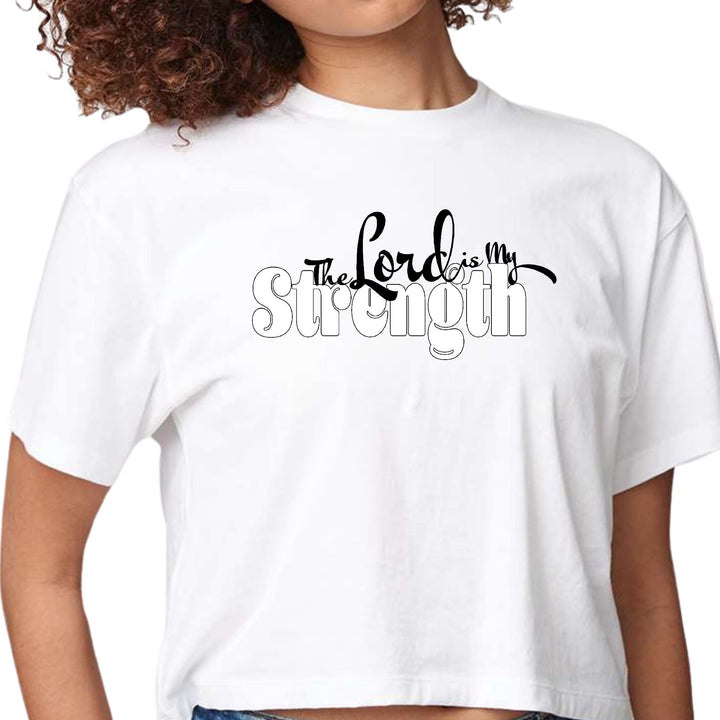 Womens Cropped Graphic T-shirt - the Lord is my Strength Print - Womens