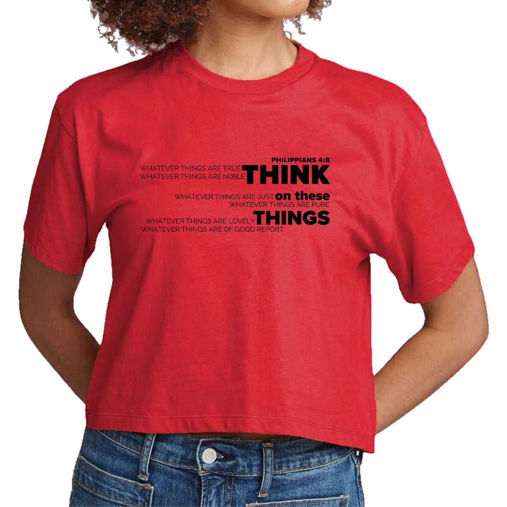 Womens Cropped Graphic T-shirt Think on these Things Black - Womens | T-Shirts