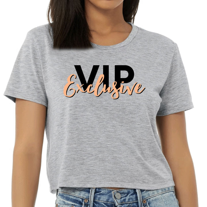 Womens Cropped Graphic T-shirt Vip Exclusive Black and Beige - Womens