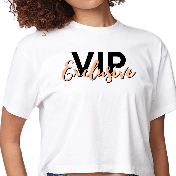 Womens Cropped Graphic T-shirt Vip Exclusive Black and Beige - Womens