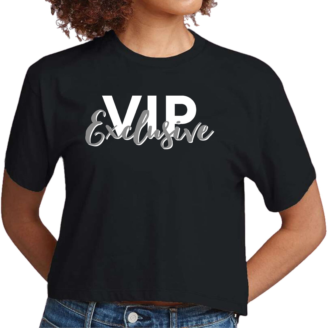 Womens Cropped Graphic T-shirt Vip Exclusive Grey and White - Womens | T-Shirts