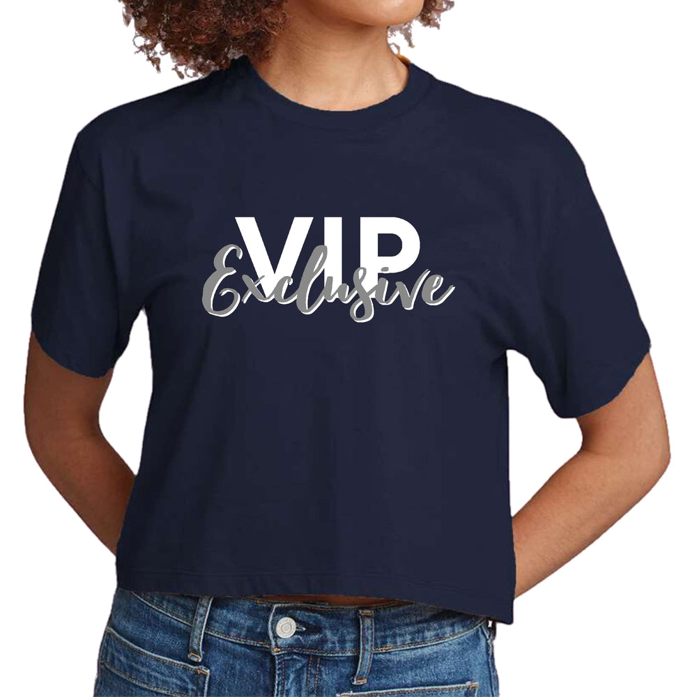 Womens Cropped Graphic T-shirt Vip Exclusive Grey and White - Womens | T-Shirts