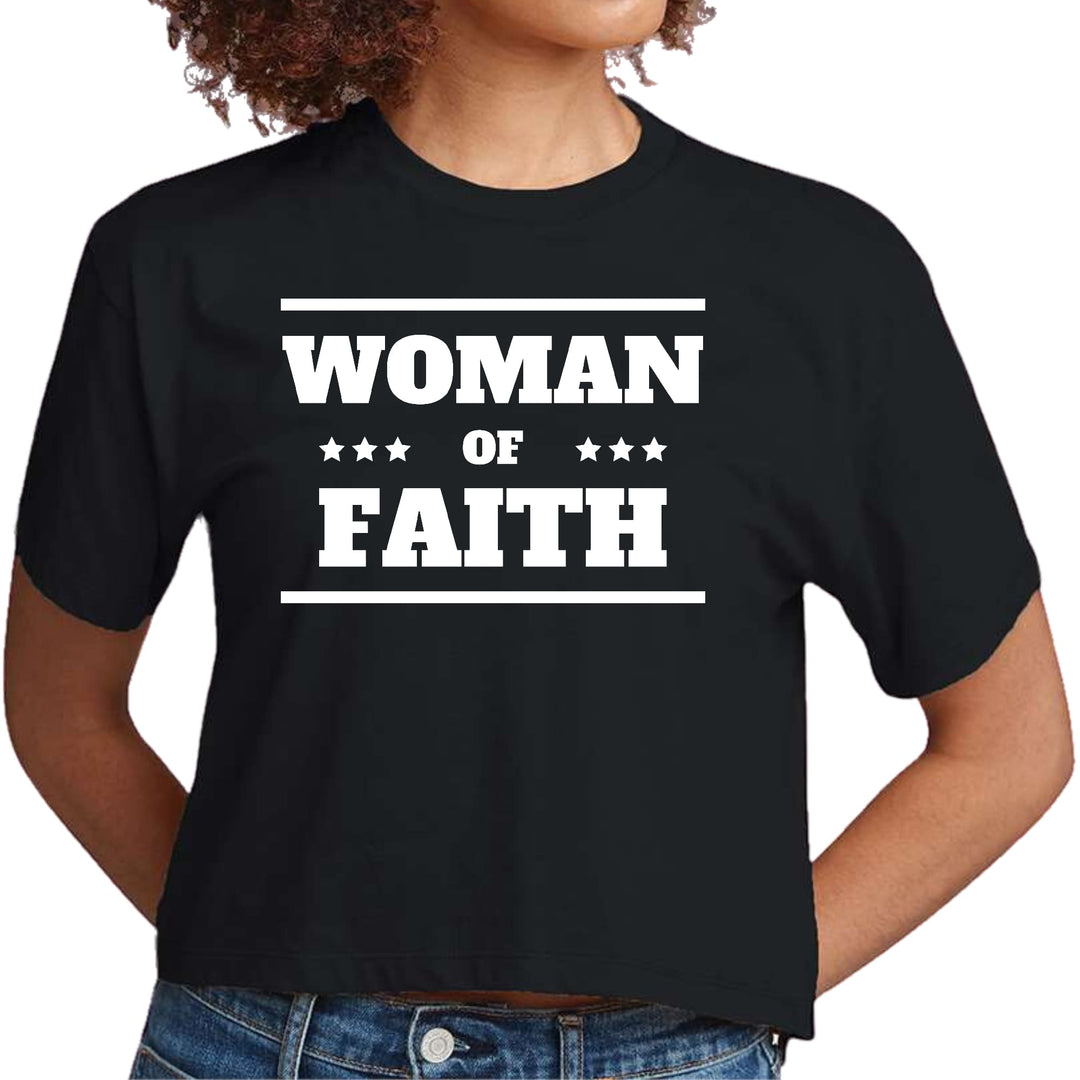 Womens Cropped Graphic T-shirt Woman of Faith - Womens | T-Shirts | Cropped