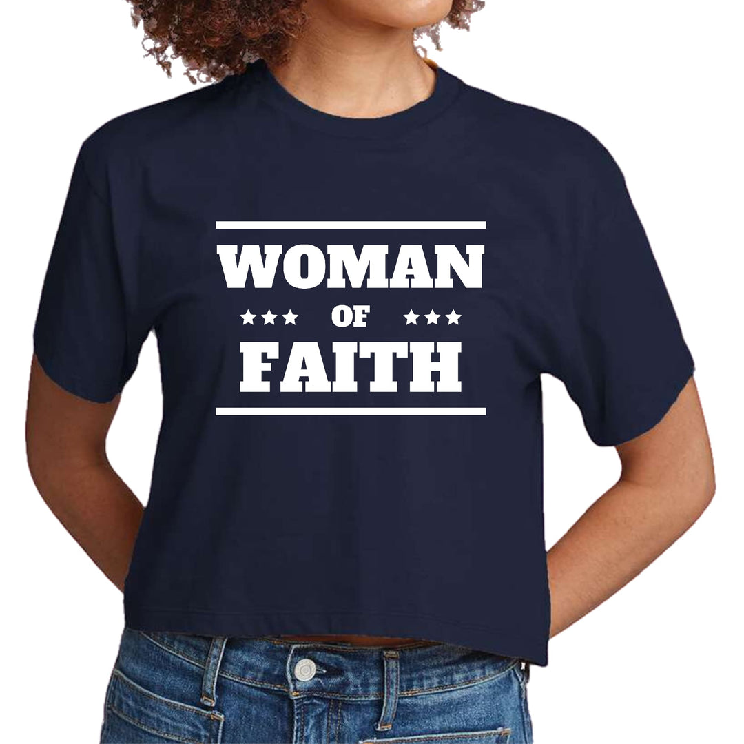 Womens Cropped Graphic T-shirt Woman of Faith - Womens | T-Shirts | Cropped