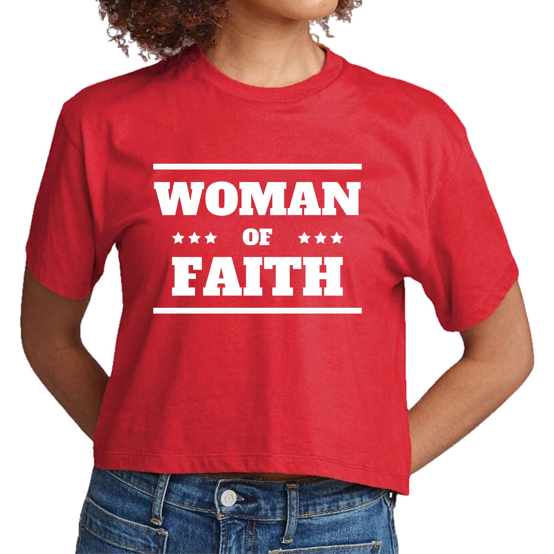 Womens Cropped Graphic T-shirt Woman of Faith - Womens | T-Shirts | Cropped