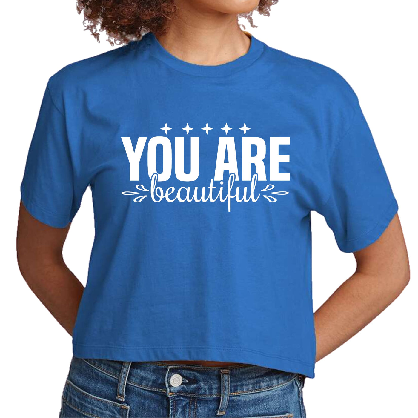 Womens Cropped Graphic T-shirt You Are Beautiful Inspiration - Womens