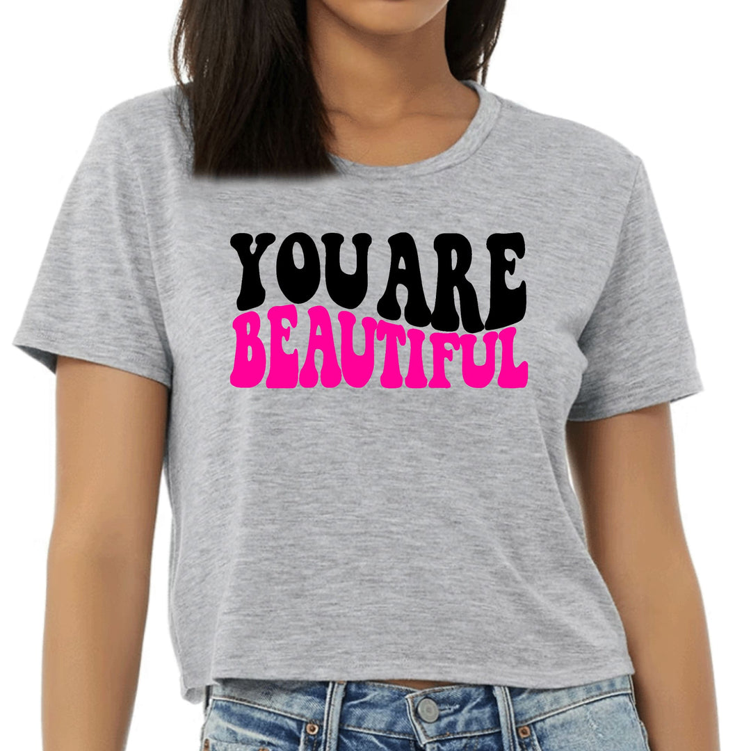 Womens Cropped Graphic T-shirt you are Beautiful Print - Womens | T-Shirts