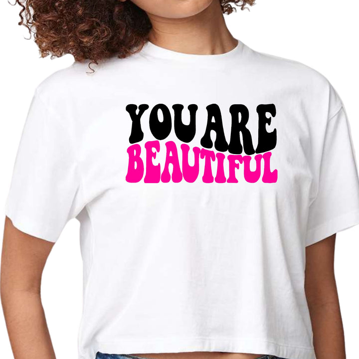 Womens Cropped Graphic T-shirt you are Beautiful Print - Womens | T-Shirts