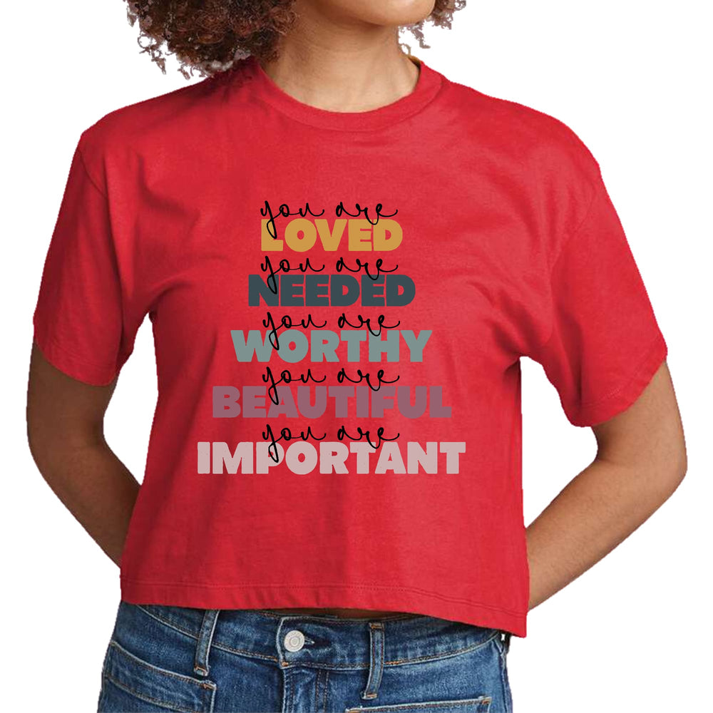 Womens Cropped Graphic T-shirt you are Loved Inspiration Affirmation - Womens