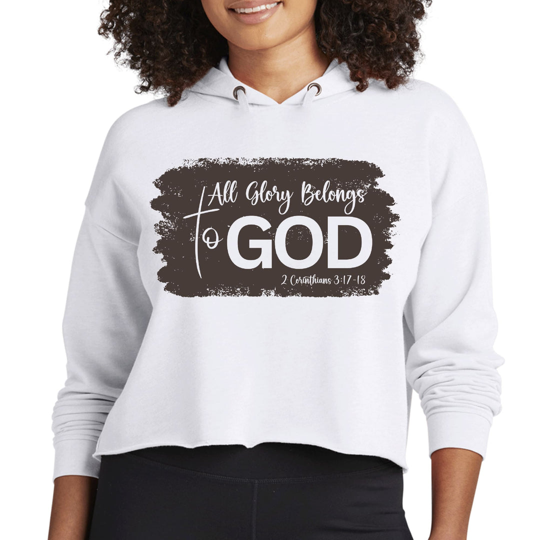 Womens Cropped Hoodie All Glory Belongs to God Brown - Womens | Hoodies