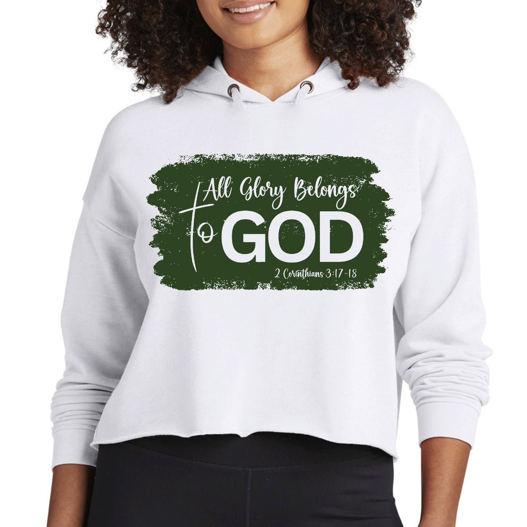 Womens Cropped Hoodie All Glory Belongs To God Dark Green - Womens | Hoodies