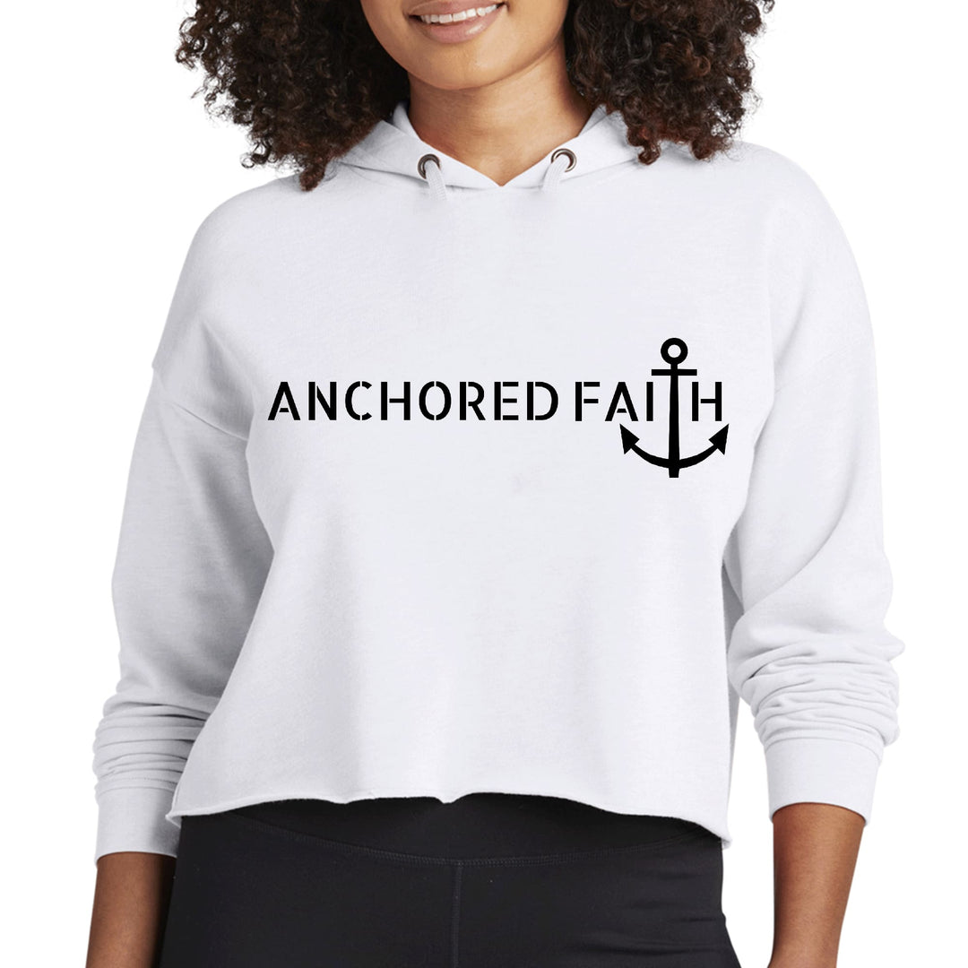 Womens Cropped Hoodie Anchored Faith Black Print - Womens | Hoodies | Cropped