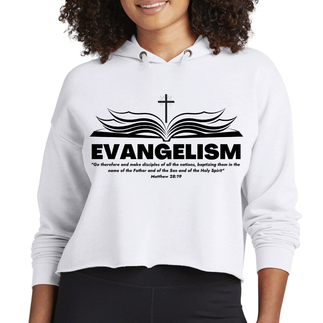 Womens Cropped Hoodie Evangelism - Go Therefore And Make Disciples - Womens