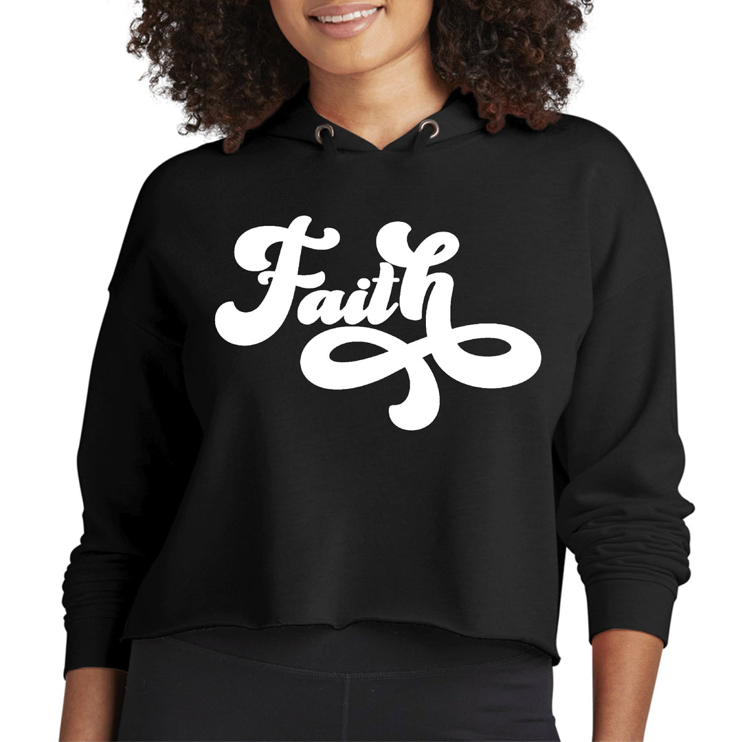 Womens Cropped Hoodie Faith Script Illustration - Womens | Hoodies | Cropped