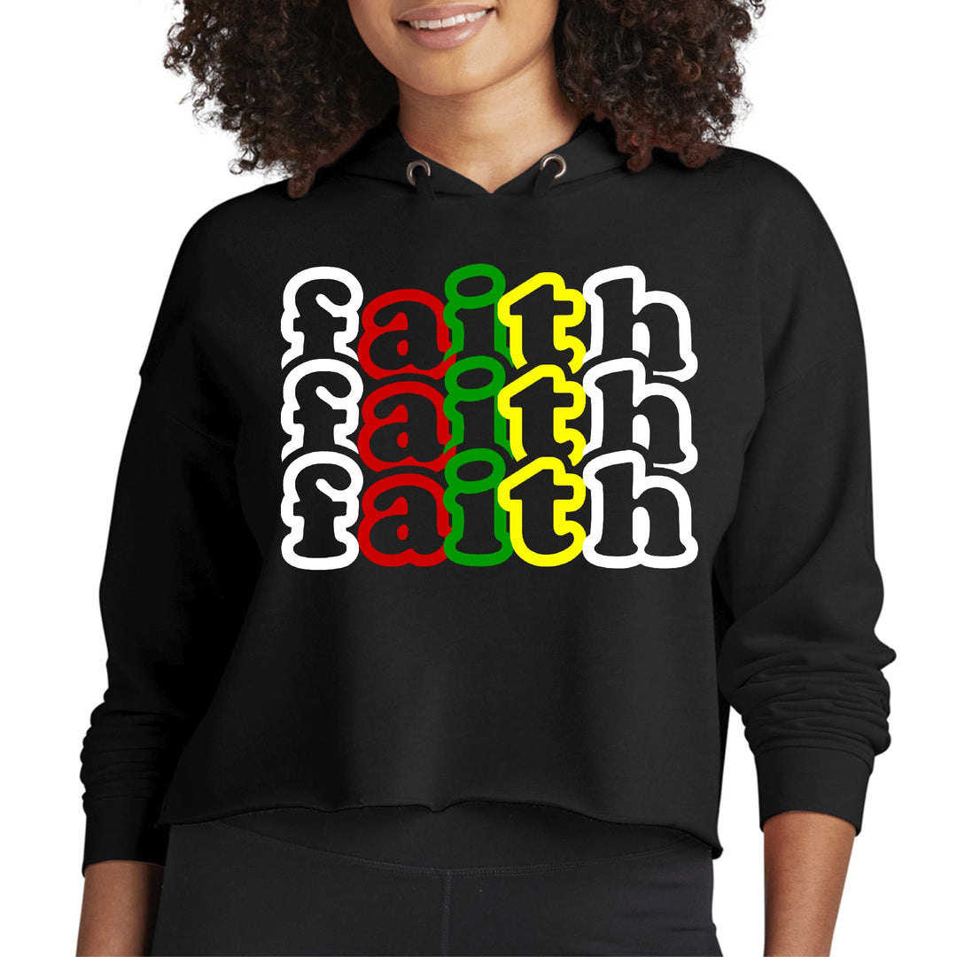 Womens Cropped Hoodie Faith Stack Multicolor Illustration - Womens | Hoodies