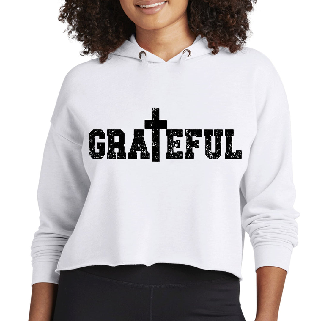 Womens Cropped Hoodie Grateful Print - Womens | Hoodies | Cropped