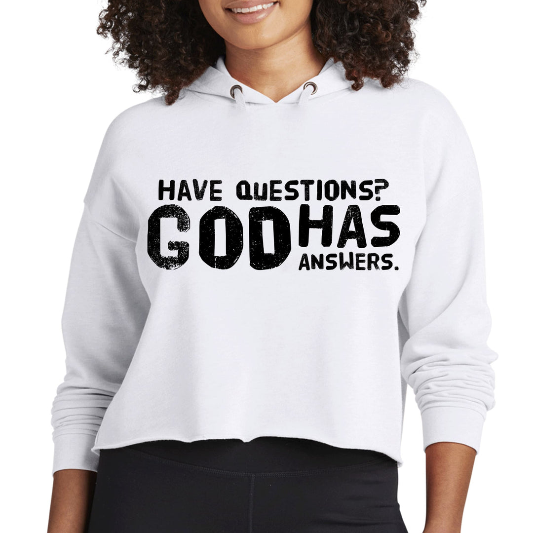 Womens Cropped Hoodie Have Questions God Has Answers Black - Womens | Hoodies