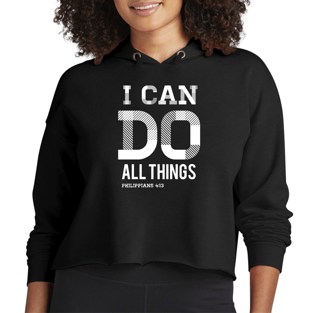 Womens Cropped Hoodie i Can Do All Things Philippians 4:13 - Womens | Hoodies