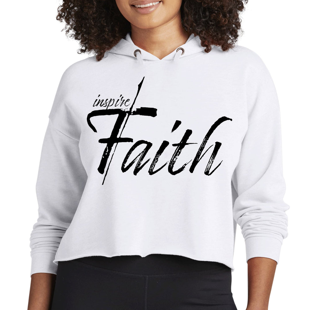 Womens Cropped Hoodie Inspire Faith Black Print - Womens | Hoodies | Cropped