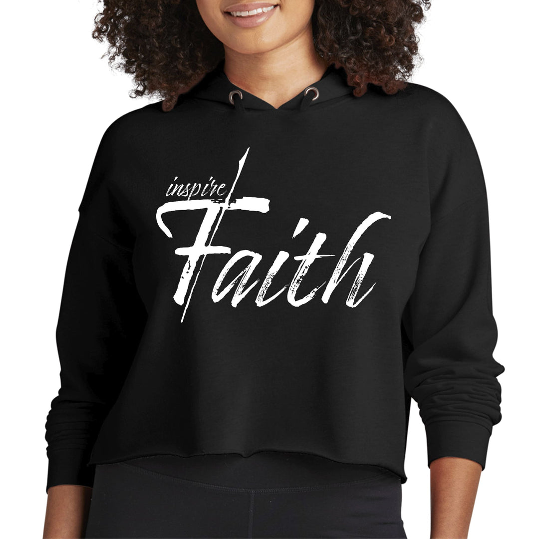 Womens Cropped Hoodie Inspire Faith White Print - Womens | Hoodies | Cropped
