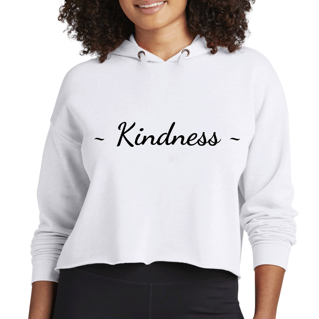 Womens Cropped Hoodie Kindness Black Print - Womens | Hoodies | Cropped