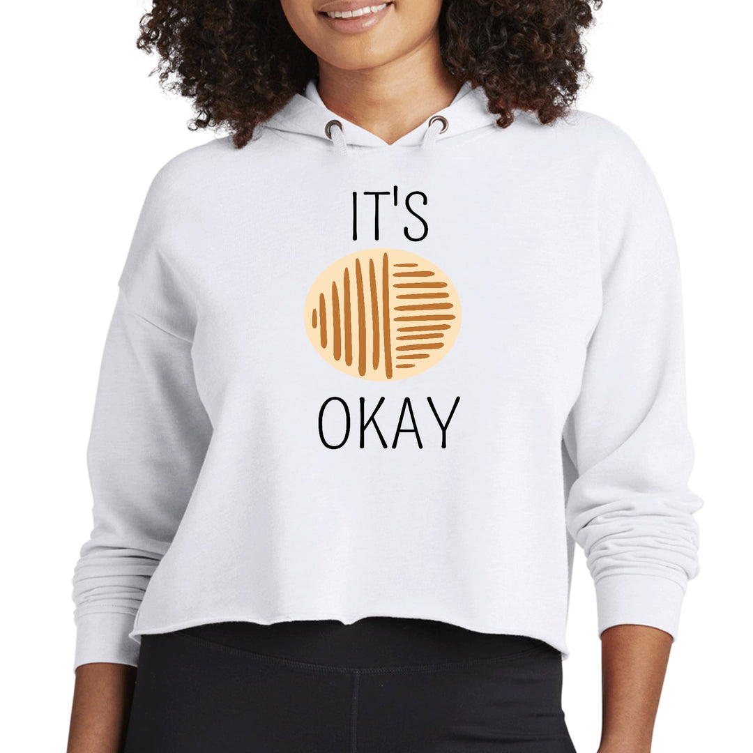 Womens Cropped Hoodie Say It Soul Its Okay Black And Brown Line Art - Womens