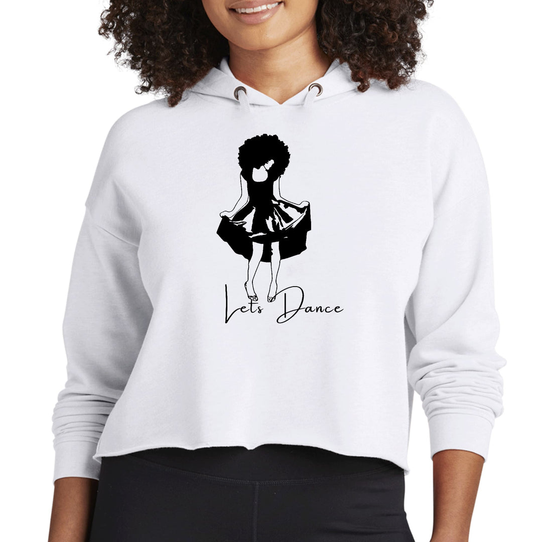 Womens Cropped Hoodie Say it Soul Lets Dance Black Line Art Print - Womens