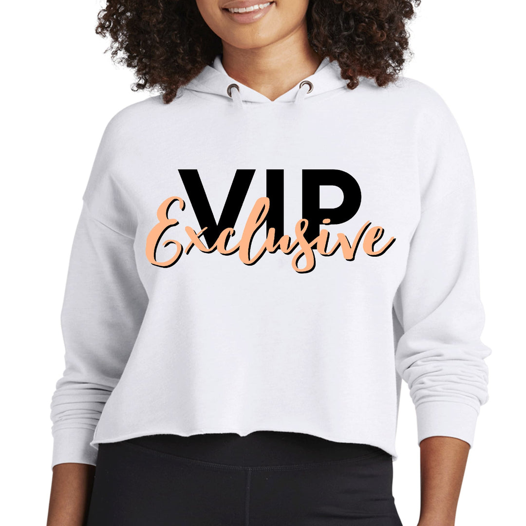 Womens Cropped Hoodie Vip Exclusive Black and Beige - Affirmation - Womens