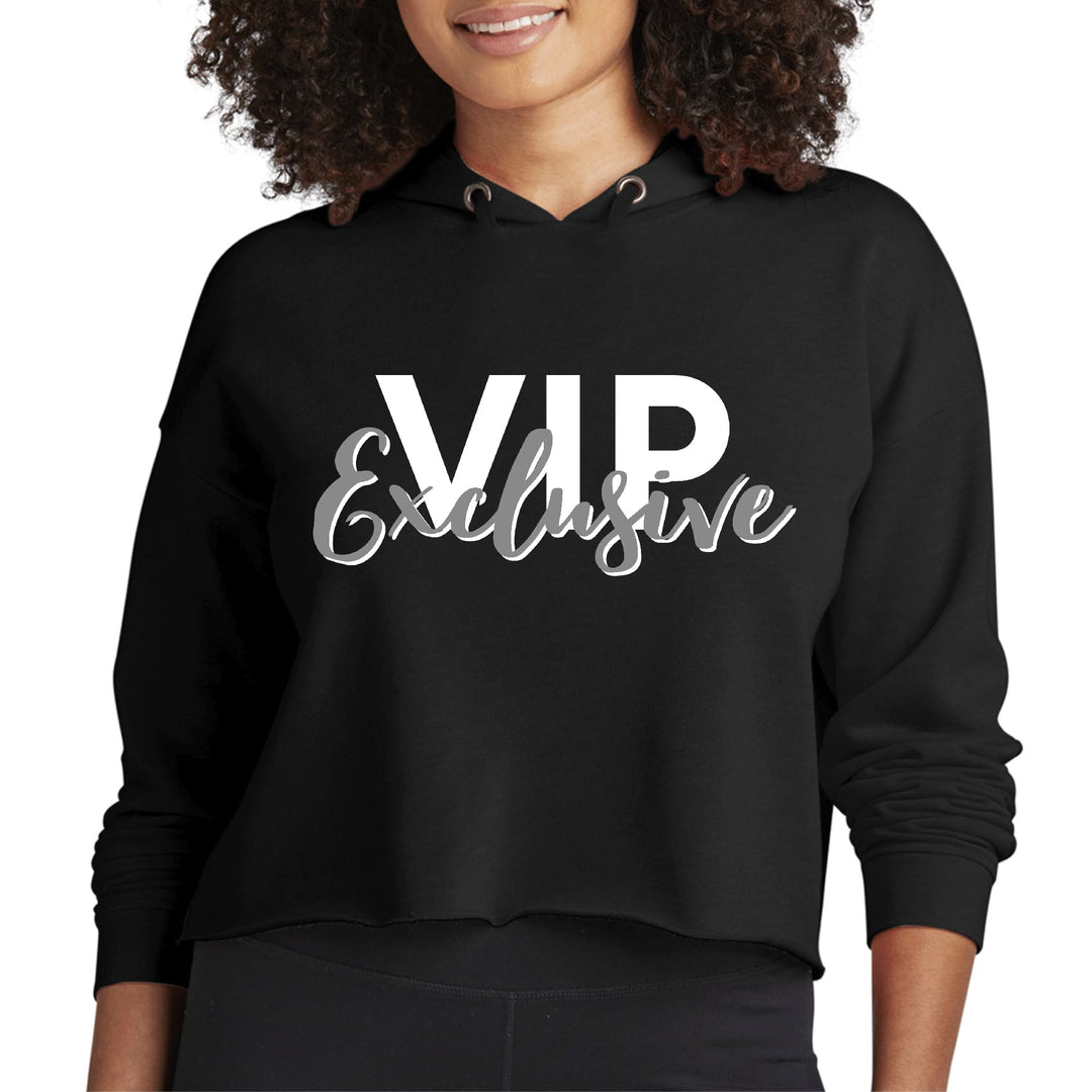 Womens Cropped Hoodie Vip Exclusive Grey And White - Affirmation - Womens