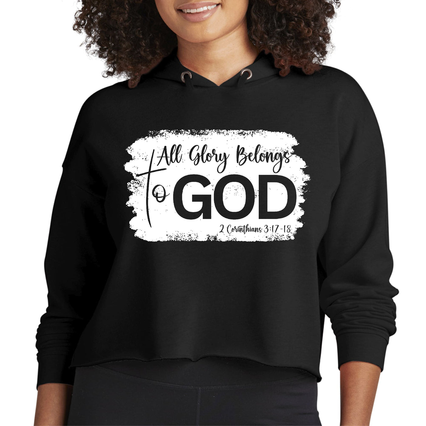 Womens Cropped Performance Hoodie All Glory Belongs To God Christian - Womens