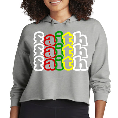 Womens Cropped Performance Hoodie Faith Stack Multicolor Illustration - Hoodies