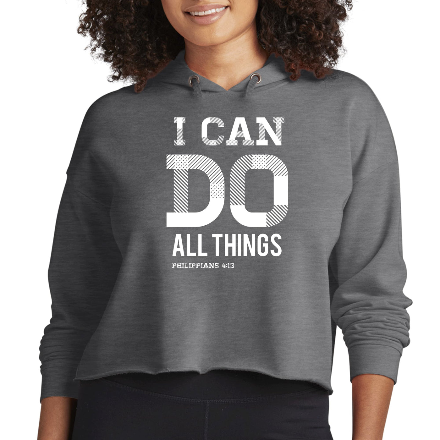 Womens Cropped Performance Hoodie i Can Do All Things Philippians 4:13 - Hoodies