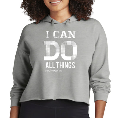 Womens Cropped Performance Hoodie i Can Do All Things Philippians 4:13 - Hoodies